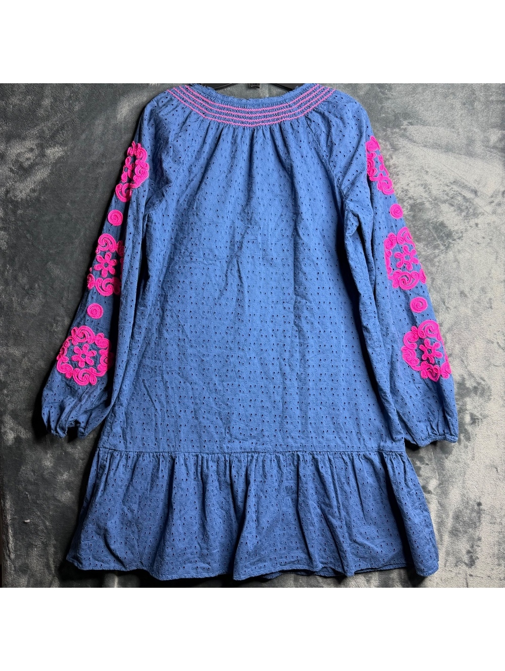 Lilly Pulitzer Lucee Dress Oyster Bay Navy Bayside Eyelet Size M - Picture 2 of 9